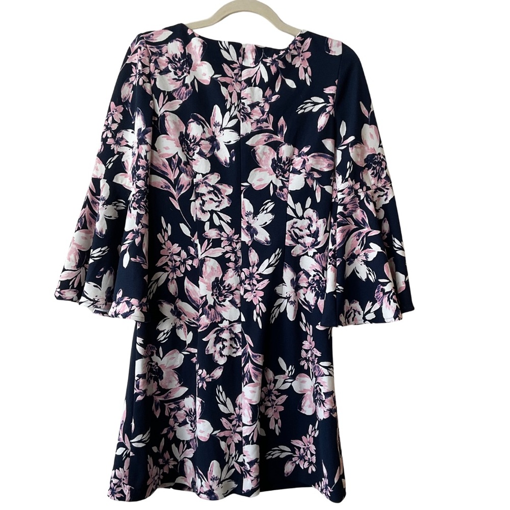 Eliza J Navy Floral Bell Sleeve Dress - Picture 5 of 5